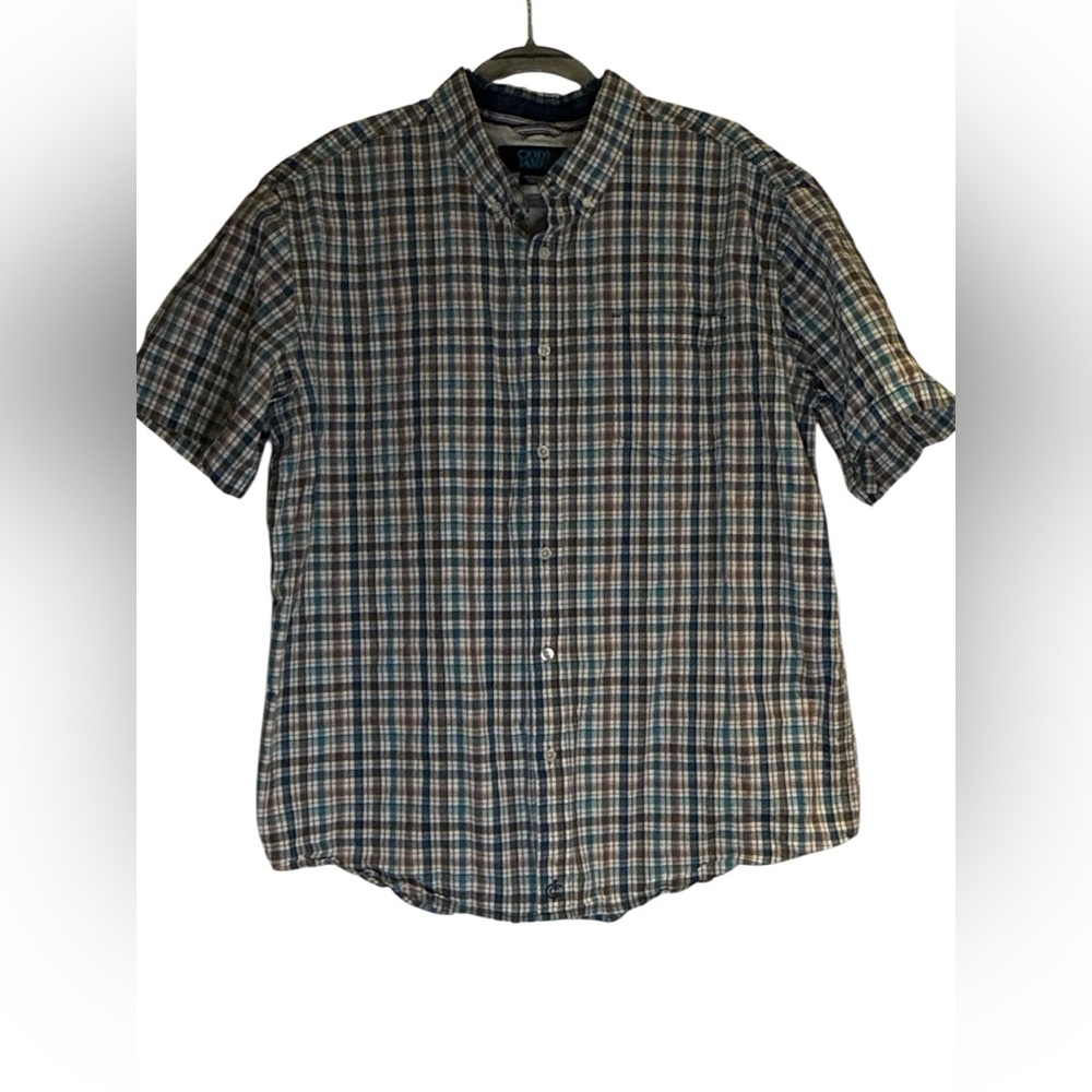 Two Cody James Core men's short-sleeve plaid cotton button-down shirts